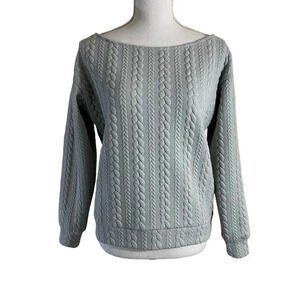 ASOS Light Blue Textured Sweater Size 4 Boat Neck Long Sleeves Knit Pullover Top